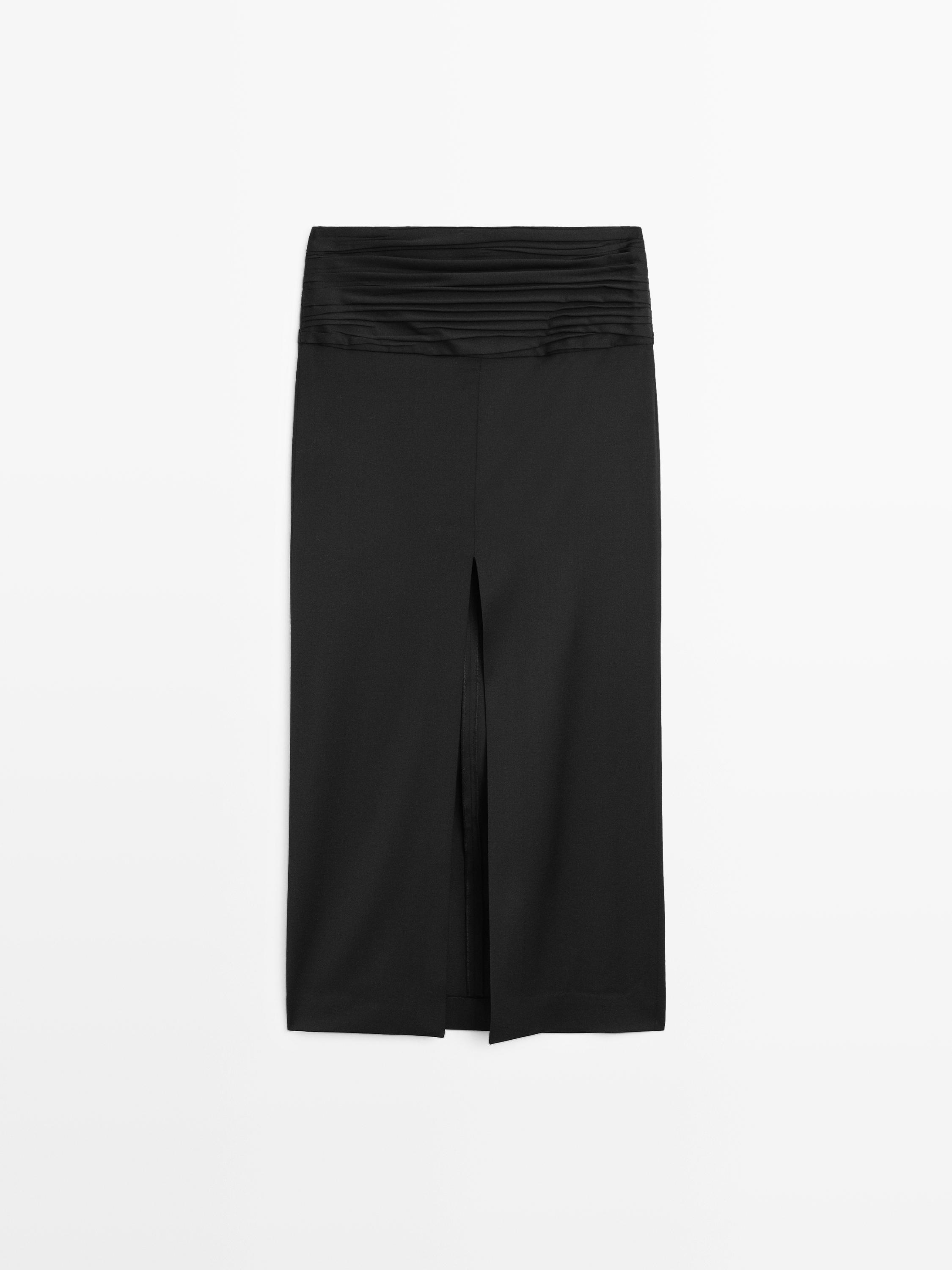 Straight midi skirt with gathered sash - STUDIO